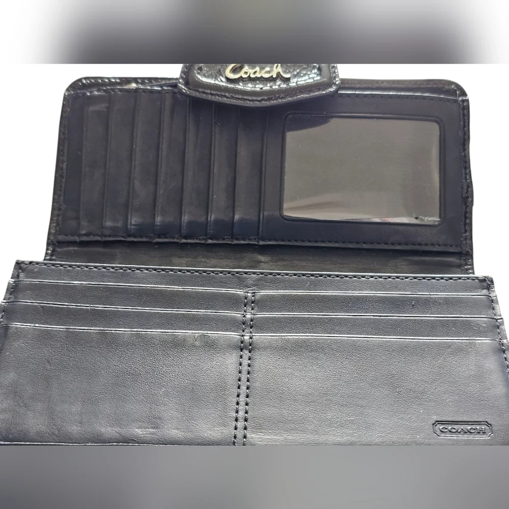 Coach Black and Gray Dotted Op Art Bifold Signature Wallet/clutch